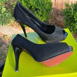 Black Shimmer Hidden Platform Pump Women’s Heels size EU39/US 8 EUC like new